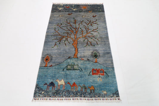 99 x 164 cm | Landscape Oriental Afghan Hand Knotted Wool carpet
