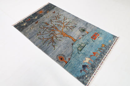 99 x 164 cm | Landscape Oriental Afghan Hand Knotted Wool carpet