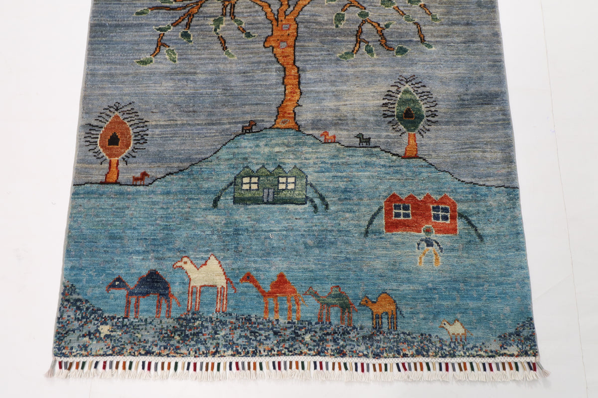 99 x 164 cm | Landscape Oriental Afghan Hand Knotted Wool carpet