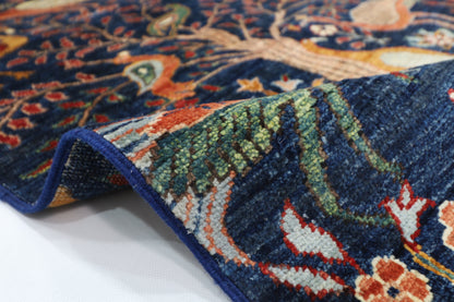 88 x 290 cm | Birds Afghan Tribal Hand Knotted Veg Dye Wool Runner