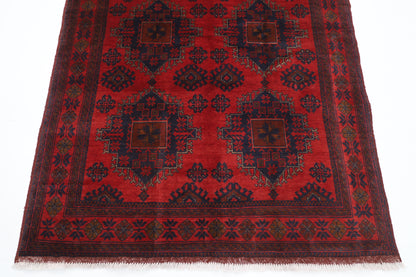134 x 199 cm | Geometric Red Oriental Area Rug Afghan Hand Knotted Wool carpet