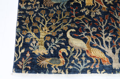 126 x 178 cm | Birds Afghan Tribal Hand Knotted Veg Dye Wool Carpet