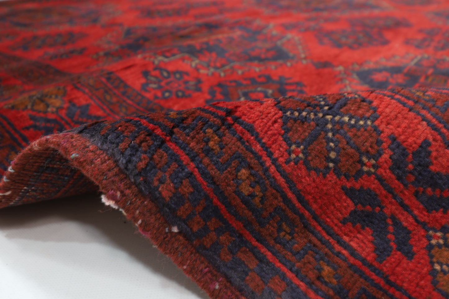 134 x 199 cm | Geometric Red Oriental Area Rug Afghan Hand Knotted Wool carpet