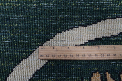 100 x 153 cm | Lion Green Oriental Afghan Hand Knotted Wool carpet