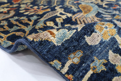 126 x 178 cm | Birds Afghan Tribal Hand Knotted Veg Dye Wool Carpet