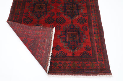 134 x 199 cm | Geometric Red Oriental Area Rug Afghan Hand Knotted Wool carpet