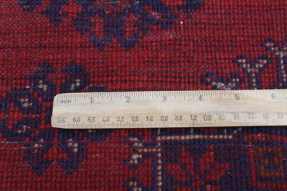 134 x 199 cm | Geometric Red Oriental Area Rug Afghan Hand Knotted Wool carpet