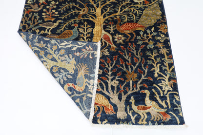 126 x 178 cm | Birds Afghan Tribal Hand Knotted Veg Dye Wool Carpet