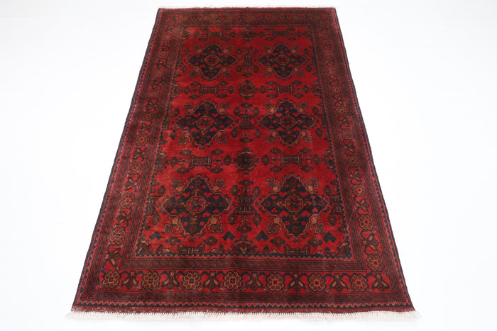 129 x 202 cm | Tribal Red Oriental Area Rug Afghan Hand Knotted Wool carpet