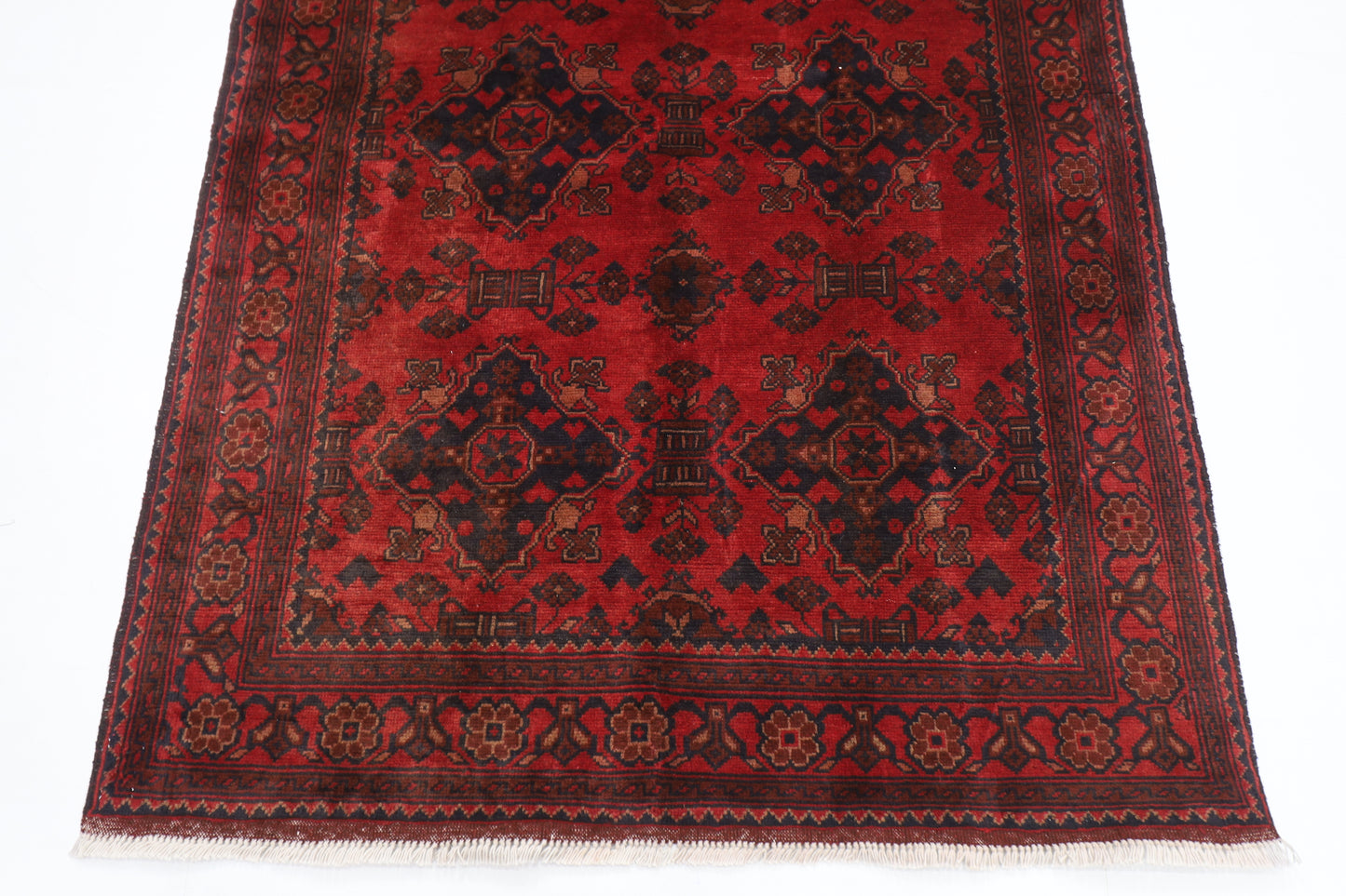 129 x 202 cm | Tribal Red Oriental Area Rug Afghan Hand Knotted Wool carpet