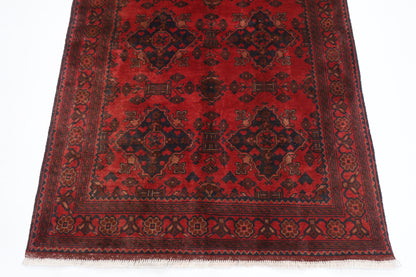 129 x 202 cm | Tribal Red Oriental Area Rug Afghan Hand Knotted Wool carpet