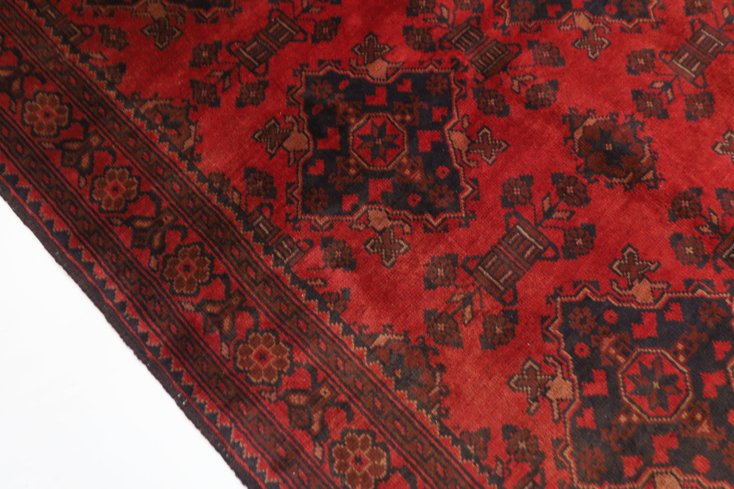 129 x 202 cm | Tribal Red Oriental Area Rug Afghan Hand Knotted Wool carpet