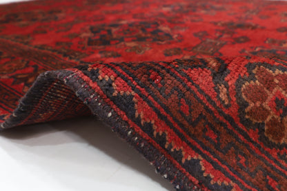 129 x 202 cm | Tribal Red Oriental Area Rug Afghan Hand Knotted Wool carpet