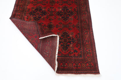 129 x 202 cm | Tribal Red Oriental Area Rug Afghan Hand Knotted Wool carpet