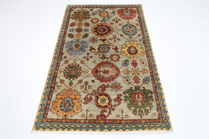 122 x 187 cm | Floral Oriental Area Rug Afghan Hand Knotted Veg dye Wool carpet