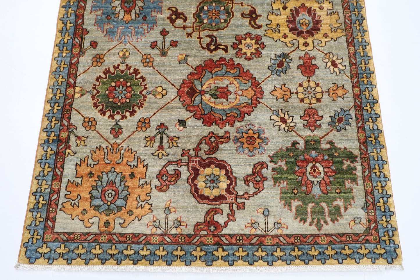 122 x 187 cm | Floral Oriental Area Rug Afghan Hand Knotted Veg dye Wool carpet