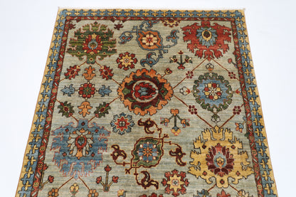 122 x 187 cm | Floral Oriental Area Rug Afghan Hand Knotted Veg dye Wool carpet