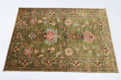 100 x 147 cm | Alfombra Oriental Mamluk Azul Afgano Anudada a Mano Lana Teñida con Tintes Vegetales