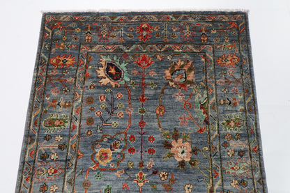 103 x 150 cm | Floral Gray Oriental Afghan Hand Knotted Wool carpet