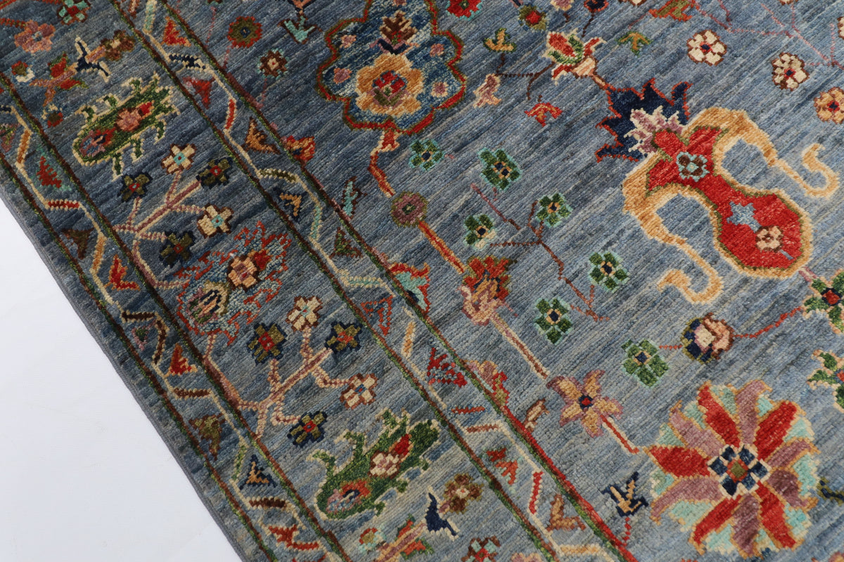 103 x 150 cm | Floral Gray Oriental Afghan Hand Knotted Wool carpet
