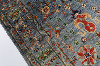103 x 150 cm | Floral Gray Oriental Afghan Hand Knotted Wool carpet