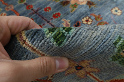 103 x 150 cm | Floral Gray Oriental Afghan Hand Knotted Wool carpet