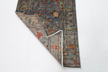 103 x 150 cm | Floral Gray Oriental Afghan Hand Knotted Wool carpet