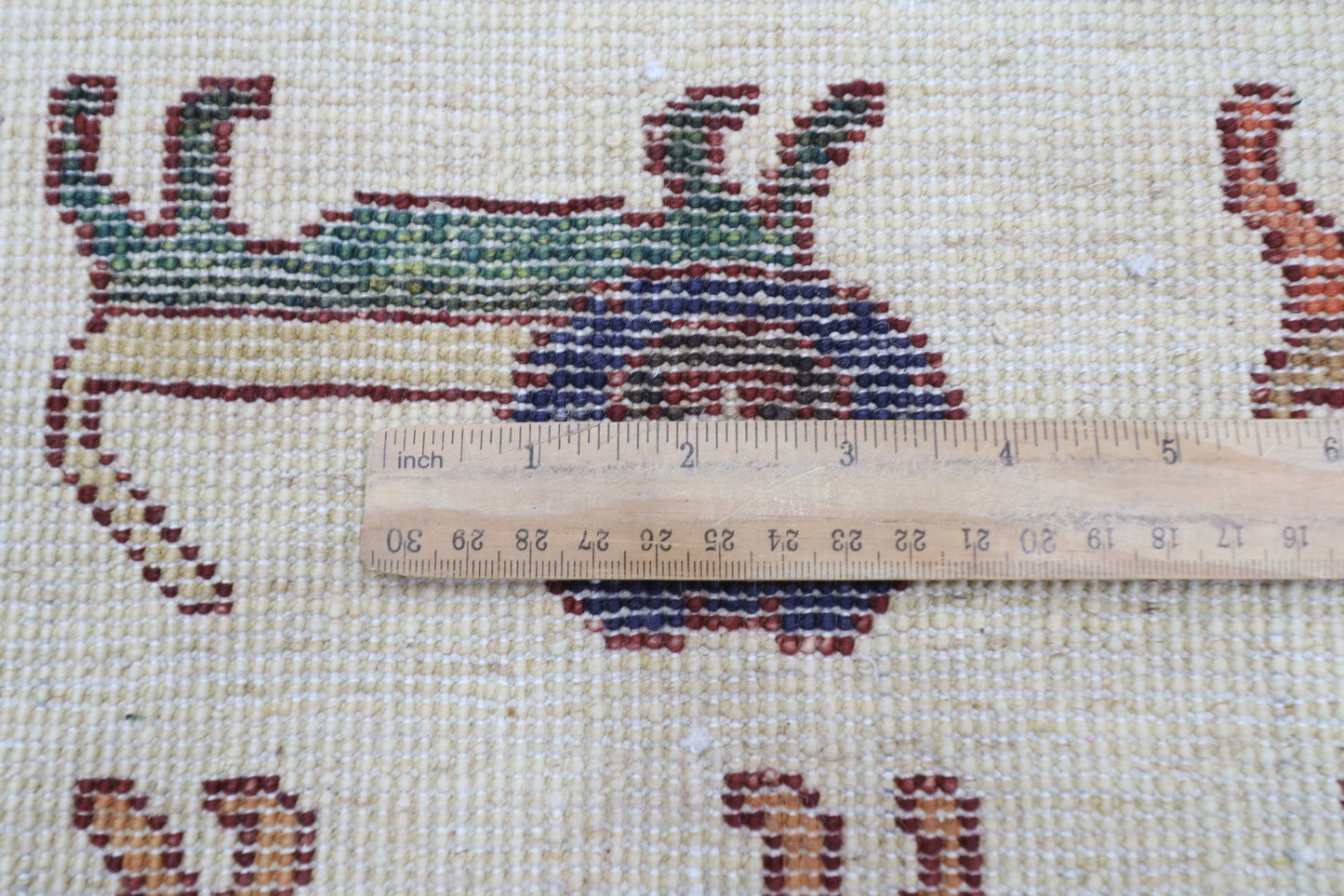 151 x 196 cm | Lion Beige Oriental Area Rug Afghan Hand Knotted Veg dye Wool carpet