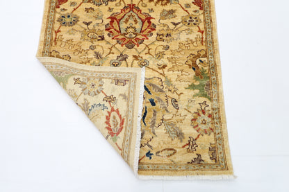 93 x 297 cm | Beige Afghan Tribal Hand Knotted Veg Dye Wool Runner