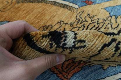 105 x 161 cm | Lion Blue Oriental Afghan Hand Knotted Wool carpet