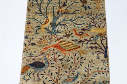 87 x 360 cm | Birds Afghan Tribal Hand Knotted Veg Dye Wool Runner