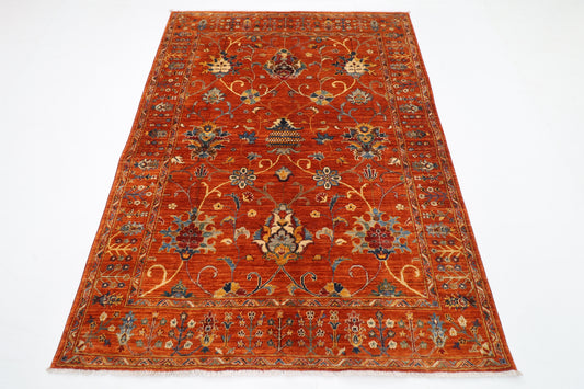 152 x 202 cm | Oriental Sultani Orange Area Rug Afghan Hand Knotted Veg Dye Wool carpet