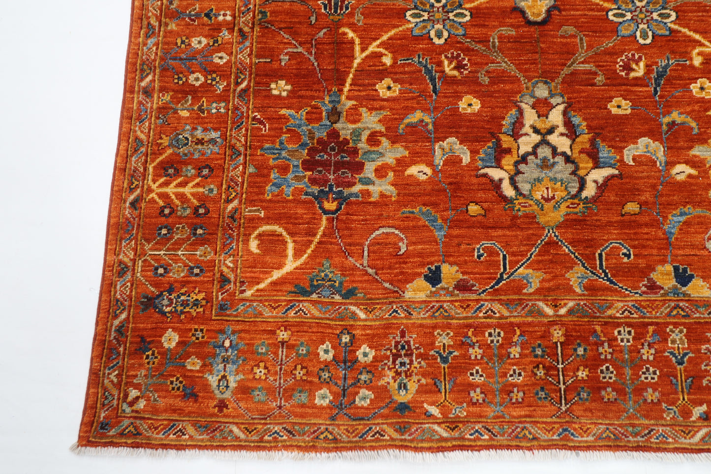 152 x 202 cm | Oriental Sultani Orange Area Rug Afghan Hand Knotted Veg Dye Wool carpet