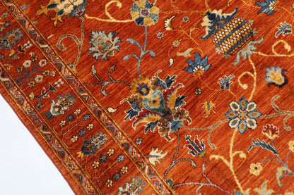 152 x 202 cm | Oriental Sultani Orange Area Rug Afghan Hand Knotted Veg Dye Wool carpet