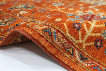 152 x 202 cm | Oriental Sultani Orange Area Rug Afghan Hand Knotted Veg Dye Wool carpet