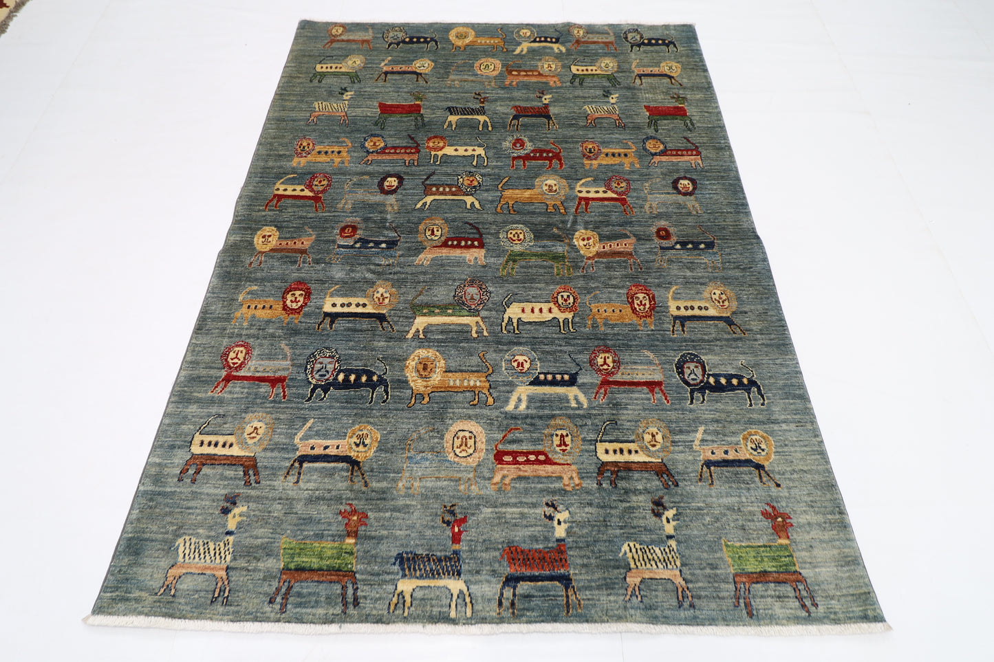 151 x 206 cm | Animal Afghan Tribal Hand Knotted Veg Dye Wool Runner