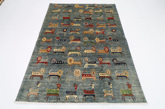 151 x 206 cm | Animal Afghan Tribal Hand Knotted Veg Dye Wool Runner