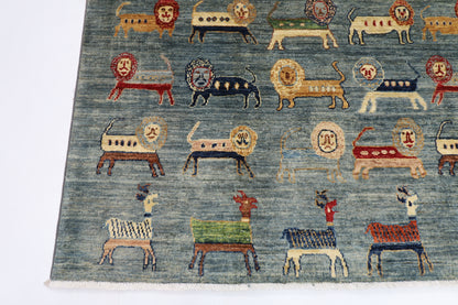 151 x 206 cm | Animal Afghan Tribal Hand Knotted Veg Dye Wool Runner