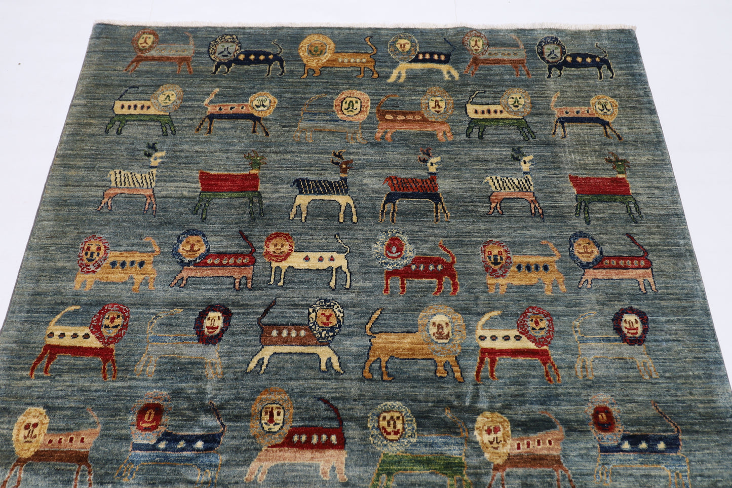 151 x 206 cm | Animal Afghan Tribal Hand Knotted Veg Dye Wool Runner
