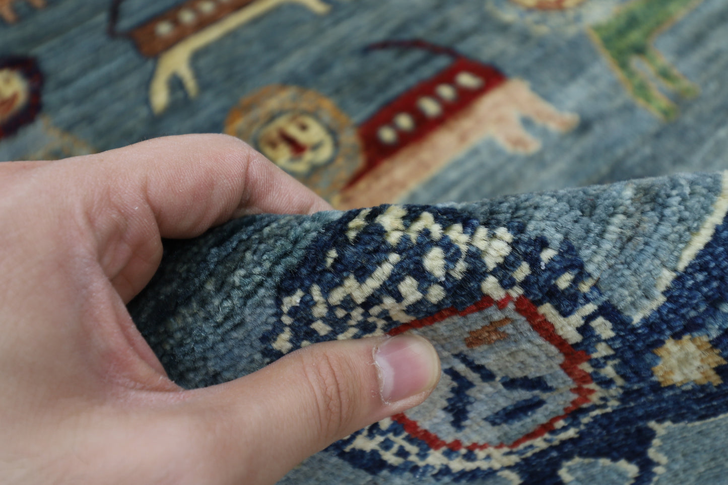 151 x 206 cm | Animal Afghan Tribal Hand Knotted Veg Dye Wool Runner