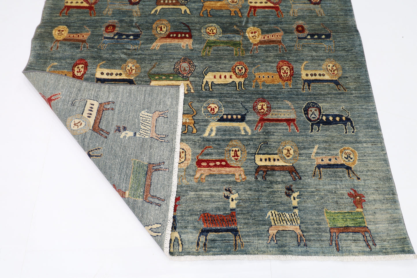 151 x 206 cm | Animal Afghan Tribal Hand Knotted Veg Dye Wool Runner