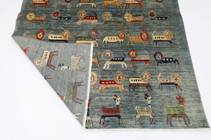 151 x 206 cm | Animal Afghan Tribal Hand Knotted Veg Dye Wool Runner