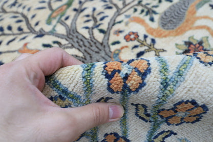 149 x 198 cm | Oriental Birds beige Area Rug Afghan Hand Knotted Veg Dye Wool carpet