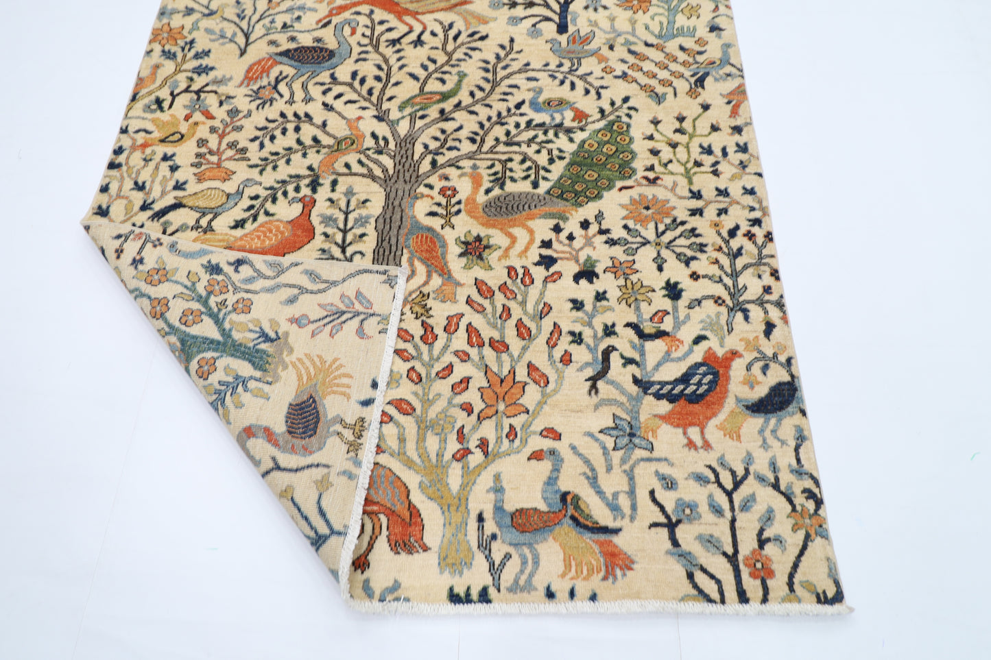 149 x 198 cm | Oriental Birds beige Area Rug Afghan Hand Knotted Veg Dye Wool carpet