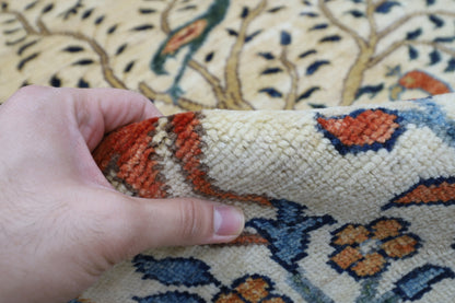 154 x 200 cm | Oriental Birds beige Area Rug Afghan Hand Knotted Veg Dye Wool carpet