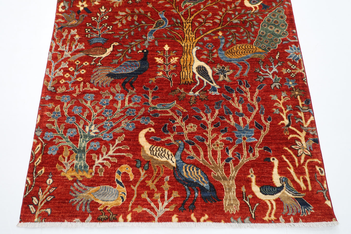 128 x 184 cm | Oriental Birds Area Rug Afghan Hand Knotted Veg Dye Wool carpet