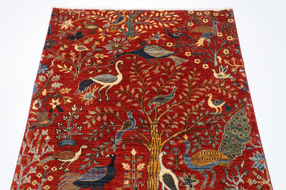 128 x 184 cm | Oriental Birds Area Rug Afghan Hand Knotted Veg Dye Wool carpet