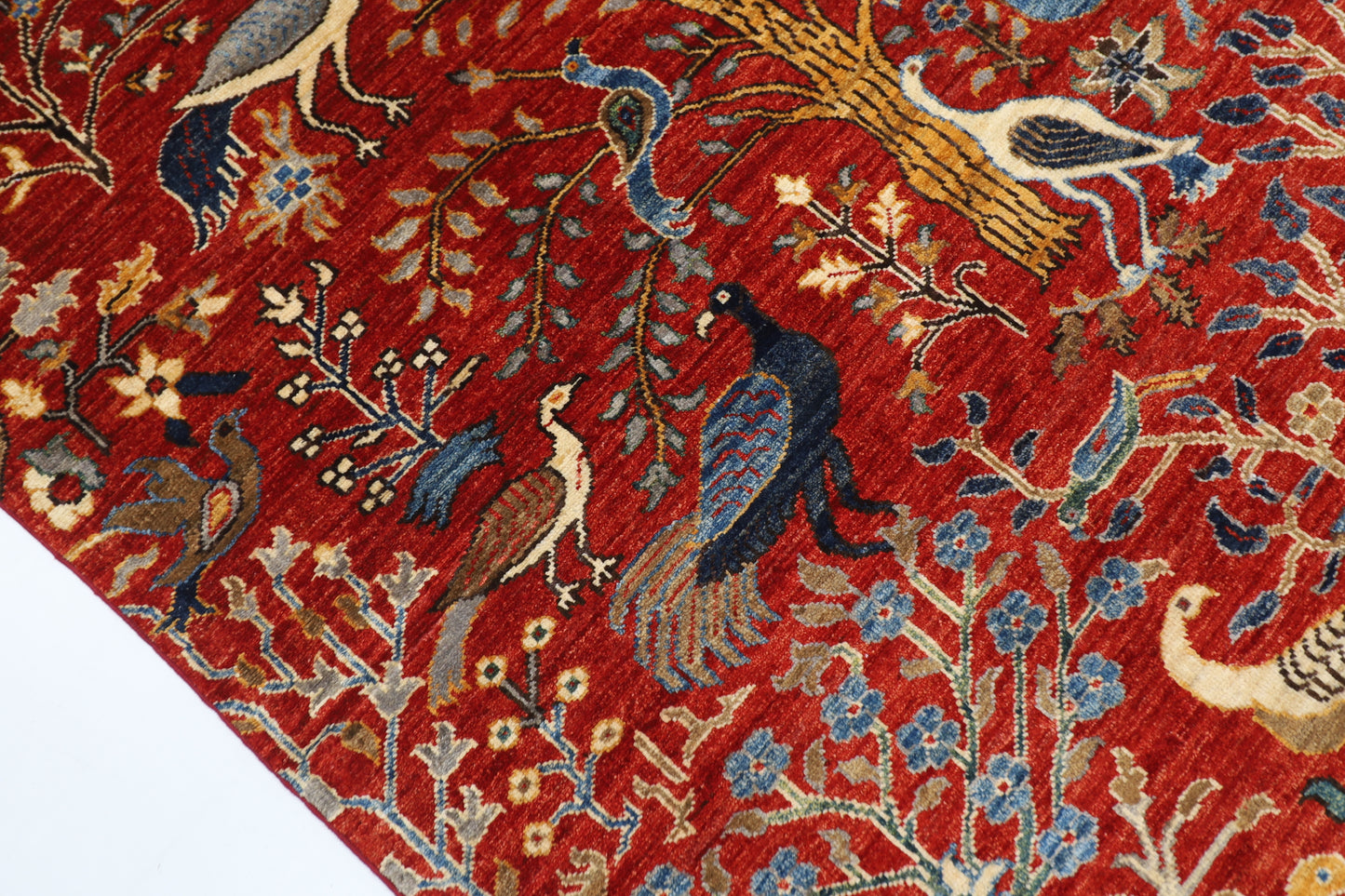 128 x 184 cm | Oriental Birds Area Rug Afghan Hand Knotted Veg Dye Wool carpet