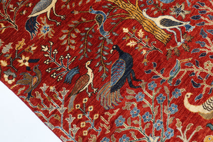 128 x 184 cm | Oriental Birds Area Rug Afghan Hand Knotted Veg Dye Wool carpet