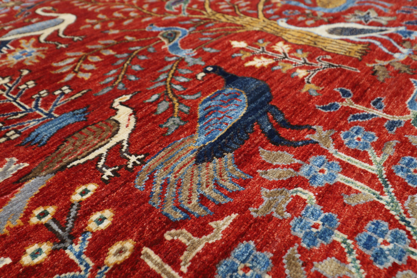 128 x 184 cm | Oriental Birds Area Rug Afghan Hand Knotted Veg Dye Wool carpet